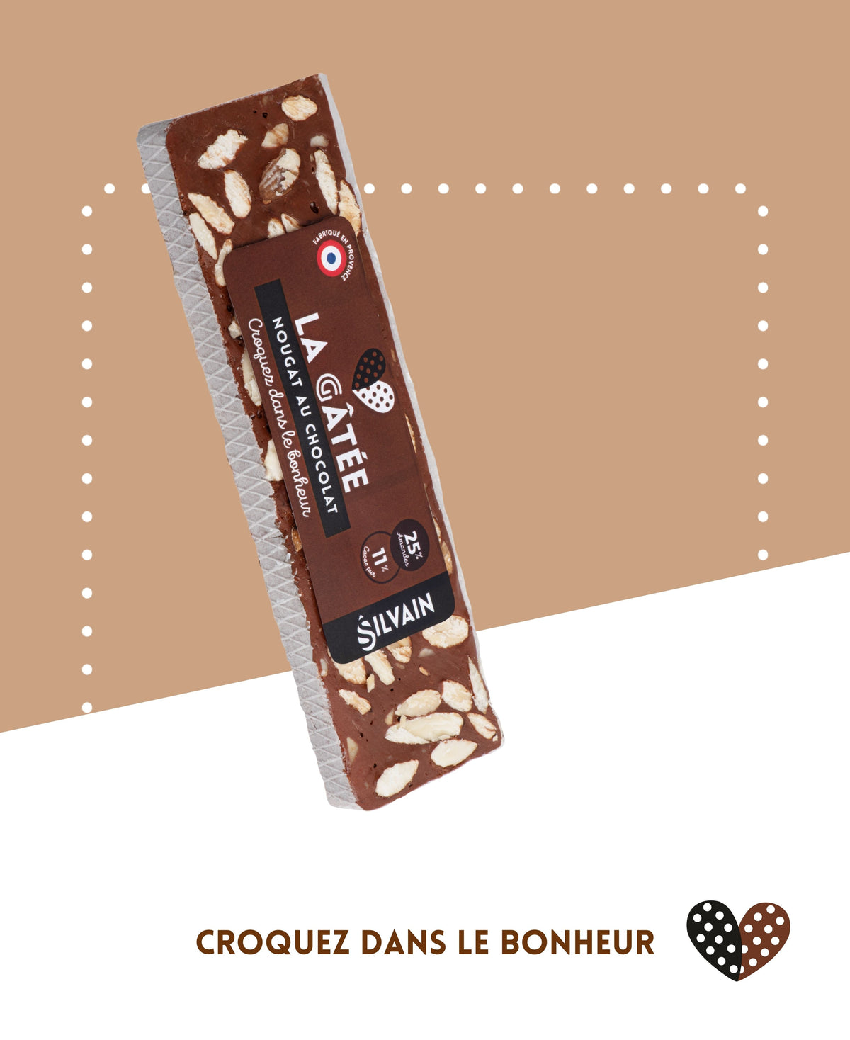 La Gâtée - Nougat blanc au chocolat barre 100g