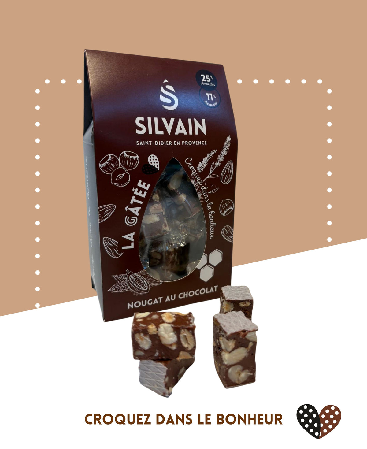La Gâtée - Nougat blanc au chocolat barre 100g