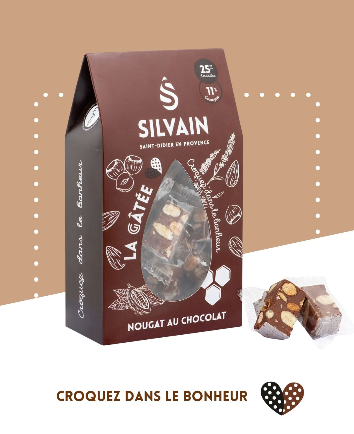 La Gâtée - Nougat blanc au chocolat barre 100g