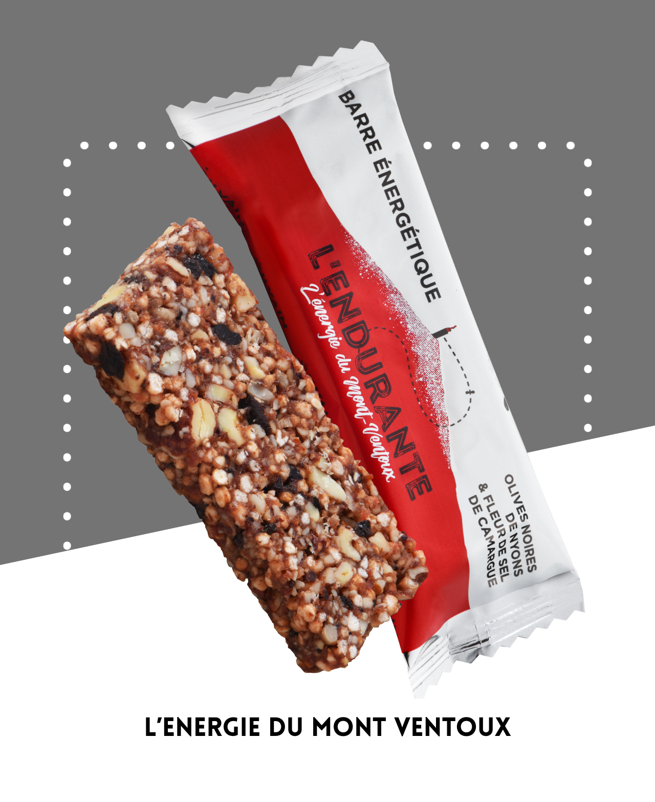 Barre énergétique L'Endurante aux olives noires, fleur de sel, quinoa, amandes et miel