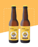 Bière blonde artisanale au miel de lavande avec une robe dorée et arômes floraux.