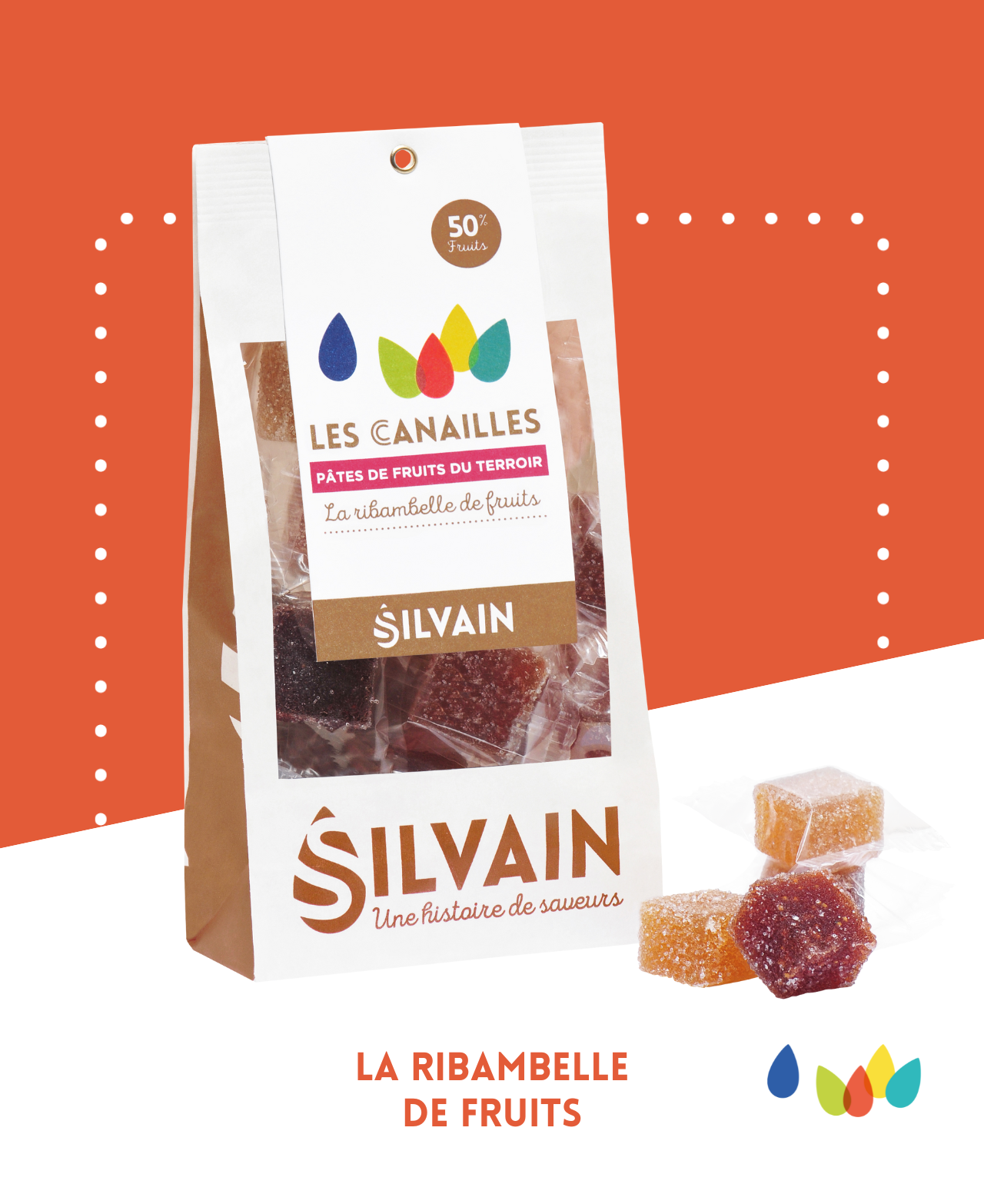 Assorted fruit pastes in various colors, made from local Provençal fruit pulp.