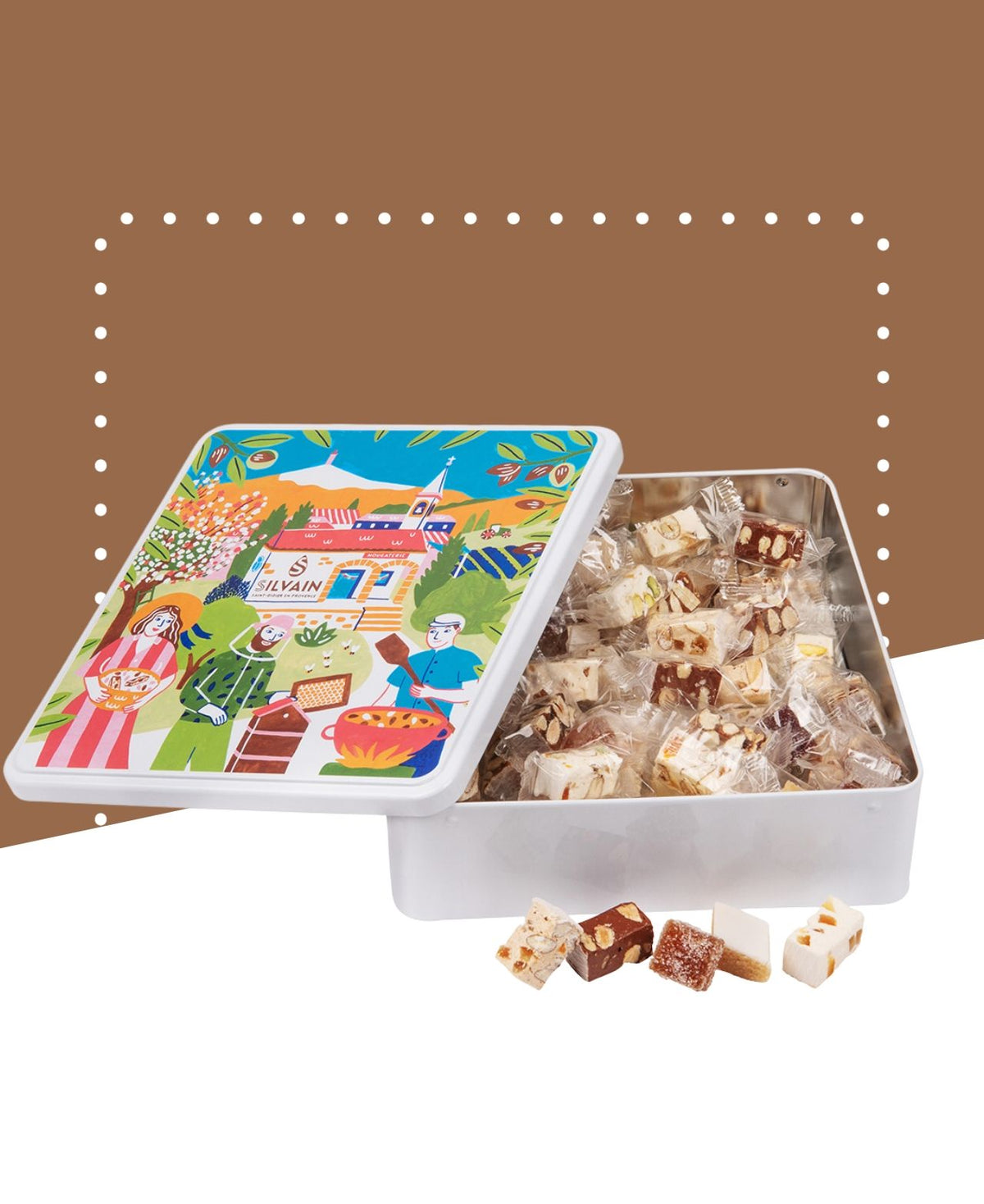 Coffret Provence illustrée Assortiment nougats, polissons & pâtes de fruits