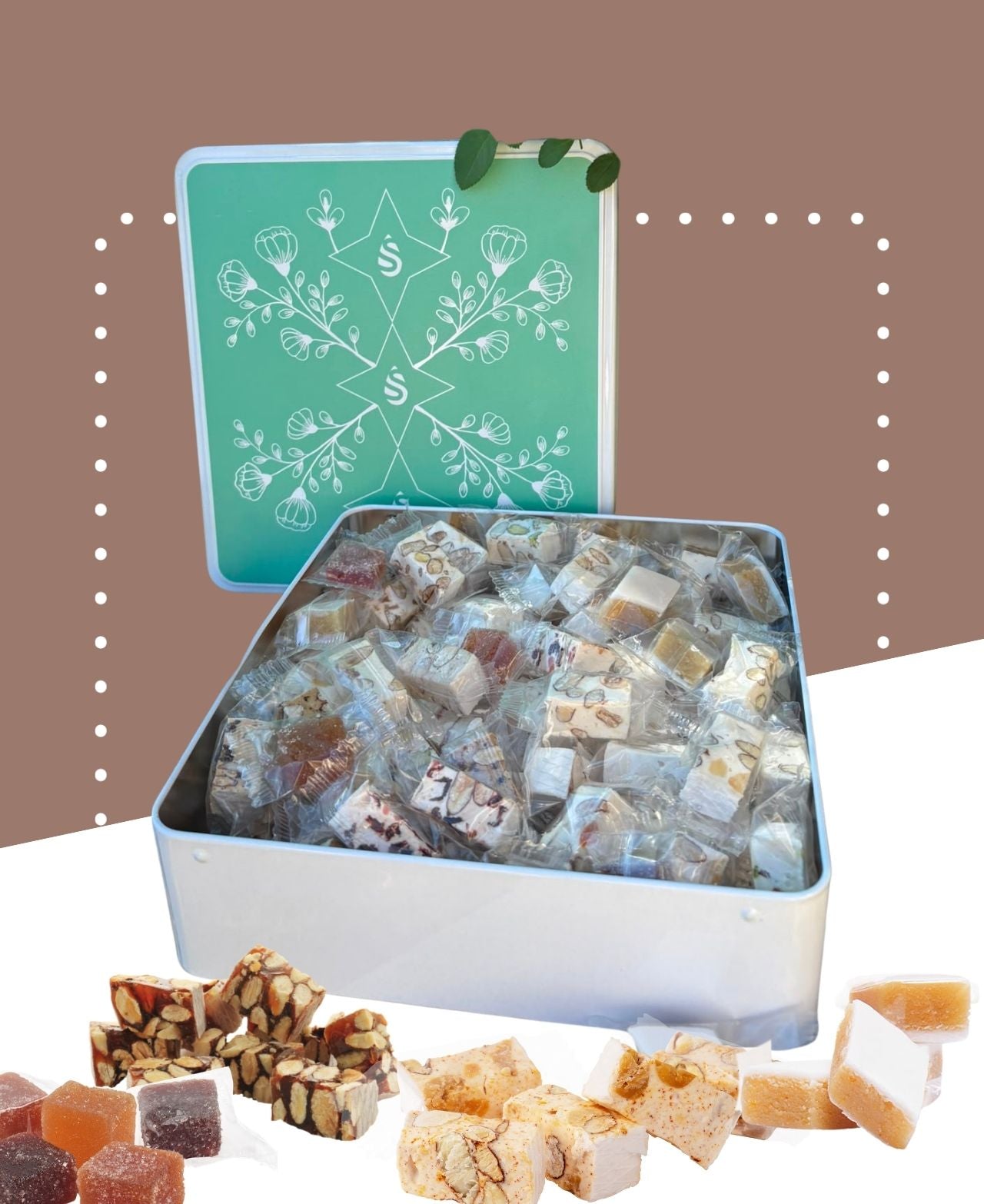 Coffret Boîte métallique Assortiment nougats, polissons & pâtes de fruits