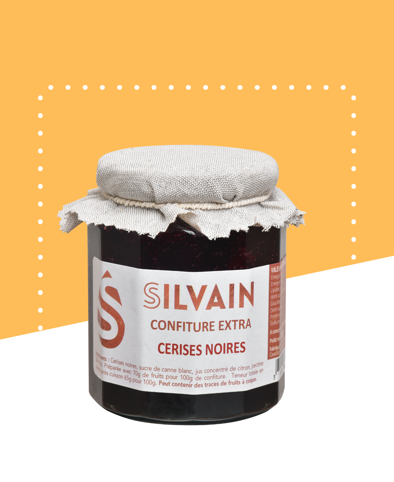 Pot de confiture artisanale de cerise noire sans conservateurs ni colorants visibles