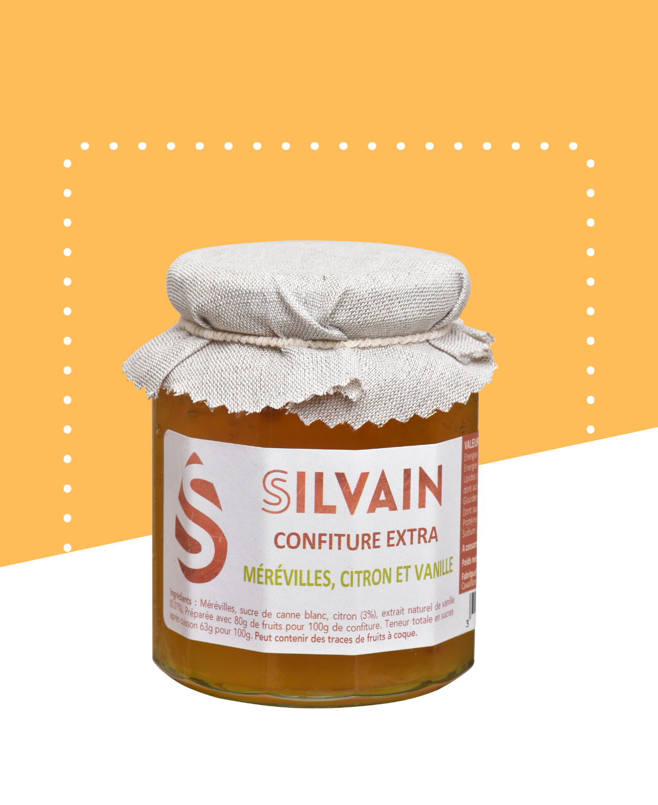 Un pot de confiture de pastèque provençale, étiqueté "Confiture Merveille".
