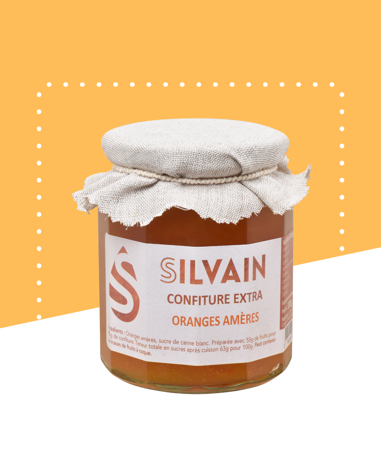 Pot de confiture artisanale d'orange amère sans conservateurs ni colorants visibles