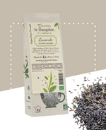 Dried lavender flowers in a clear package, showcasing their vibrant purple color and texture.