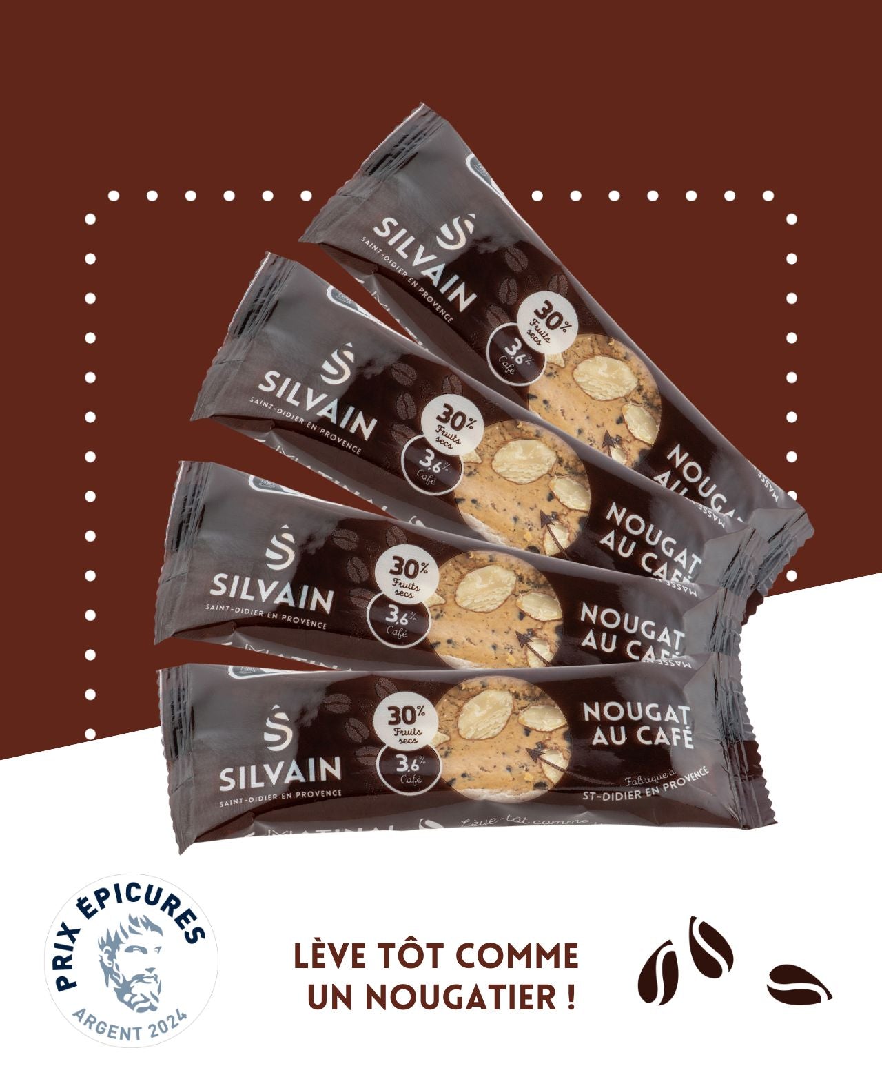 Nougat blanc au café Le Matinal avec morceaux de café croquants et texture fondante