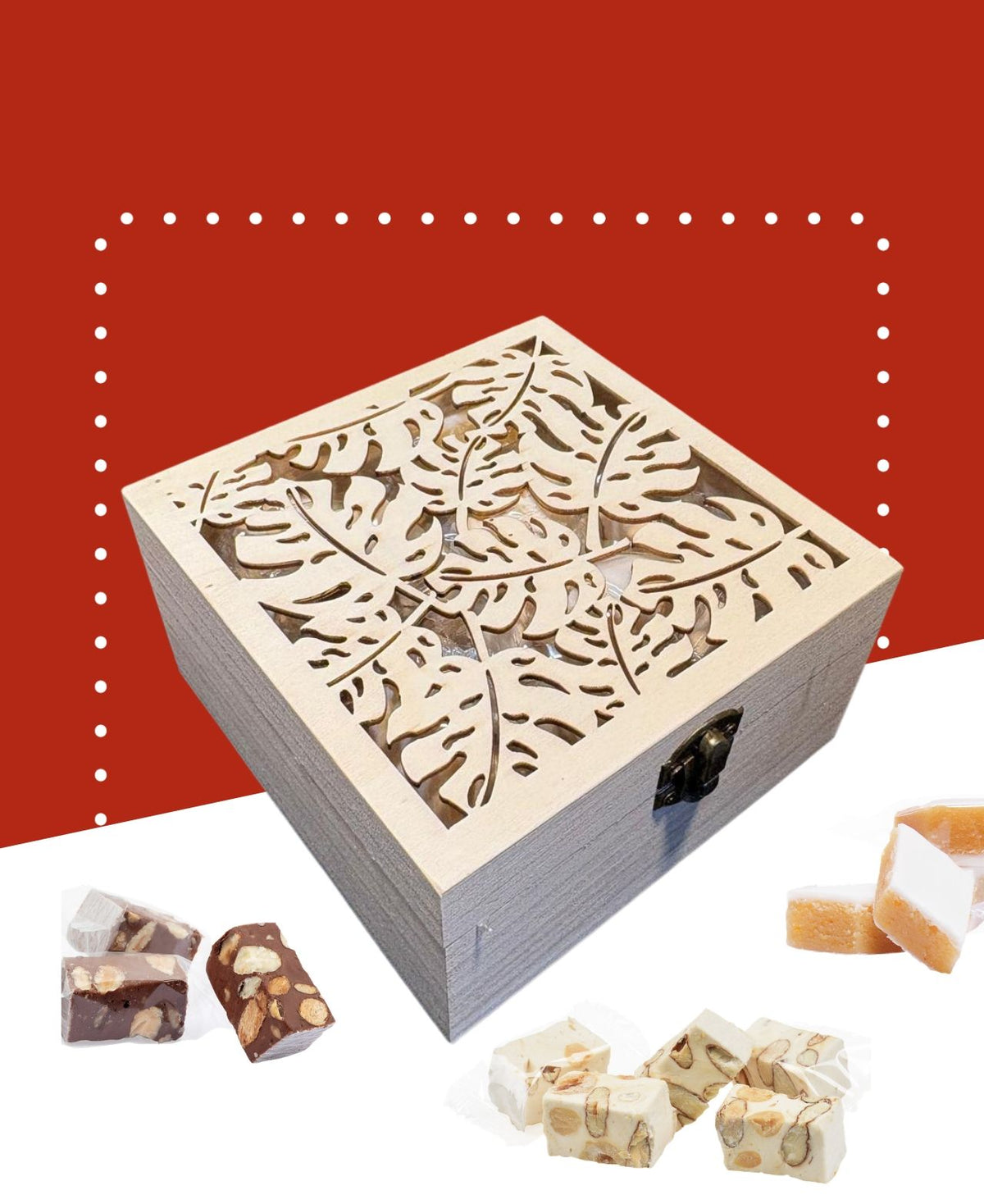 Coffret carré - Feuillage en Bois