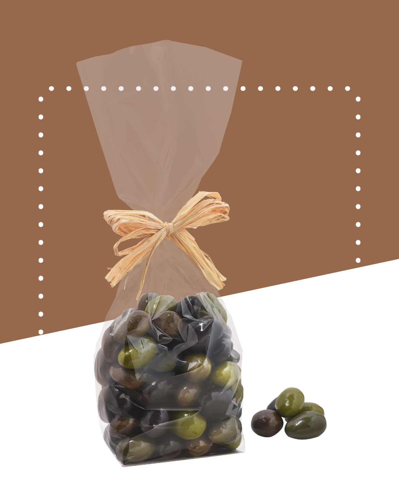 Amandes de Provence enrobées de chocolat noir et blanc aux couleurs vertes et noires