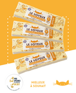 Nougat blanc extra miel avec amandes et pâte jaune pastel soyeuse.
