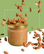 Purée d'amandes Silvain dans un pot, crémeuse et de couleur beige clair.