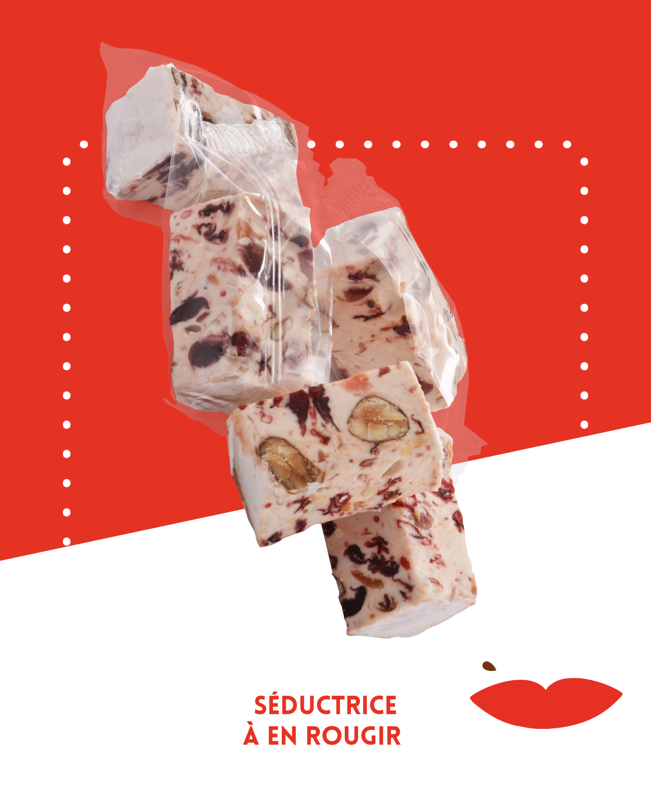 Nougat blanc La Coquette aux fruits rouges fraise, cranberry, épine-vinette et bigarreau